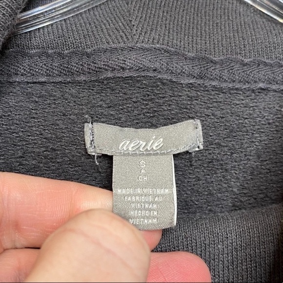 Aerie Sweatshirt Long Sleeve Cowl Neck Gray - Picture 3 of 6